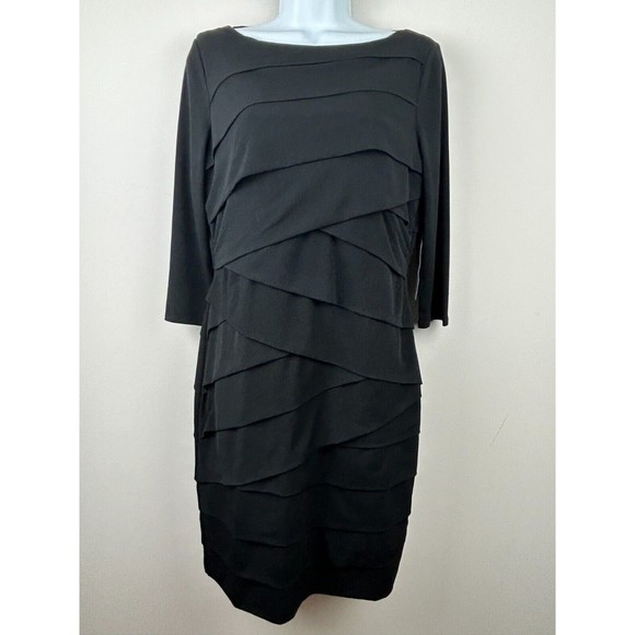 White House Black Market Shapewear Slimming Black Bandage Dress 14 Petite NWT - Picture 7 of 10